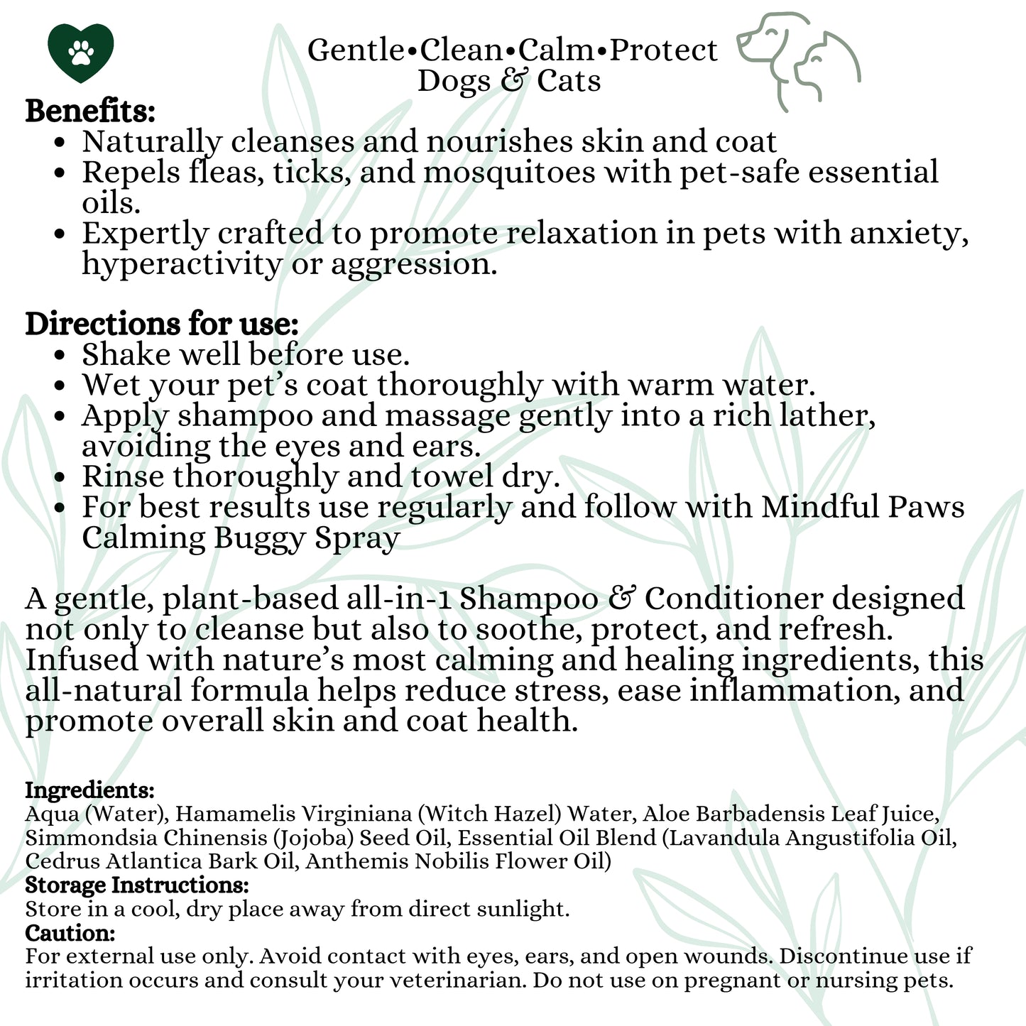 Mindful Paws Calming Buggy Defense All-in-1 Shampoo & Conditioner